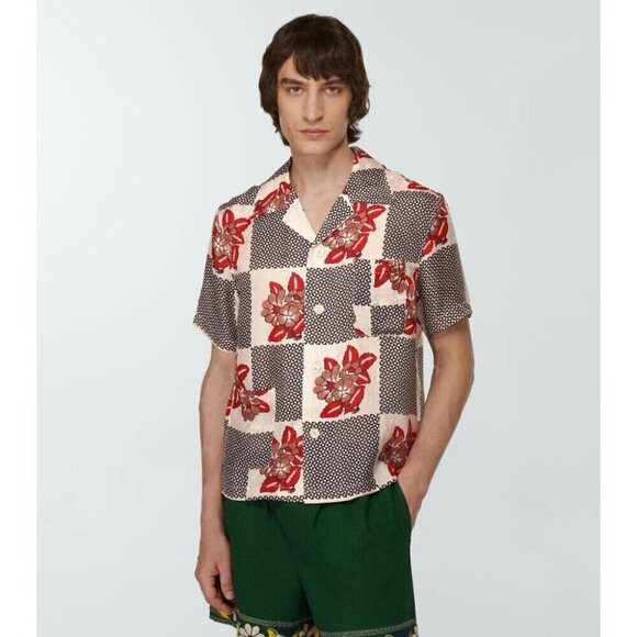 Bode Checker Bloom Floral Silk Bowling Shirt S/M Mens New - Picture 14 of 16